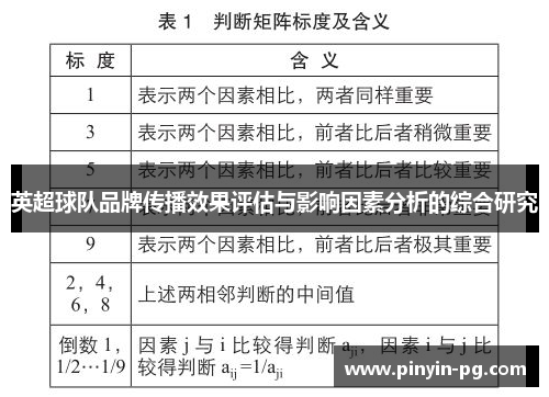 英超球队品牌传播效果评估与影响因素分析的综合研究